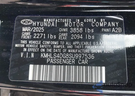 2025 Hyundai Elantra Sel Convenience z USA, uszkodzony, nr VIN KMHLS4DG8SU997536